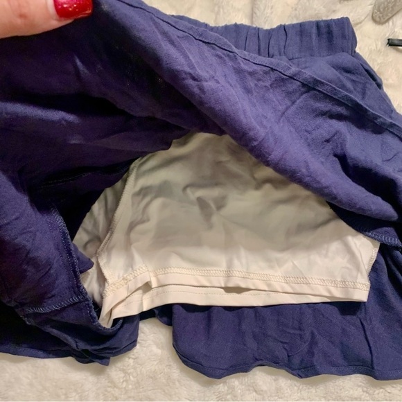 NEW Shorts Large Navy Blue Boho Flowy Elastic Waist Biker Shorts Drawstrings - Picture 6 of 11